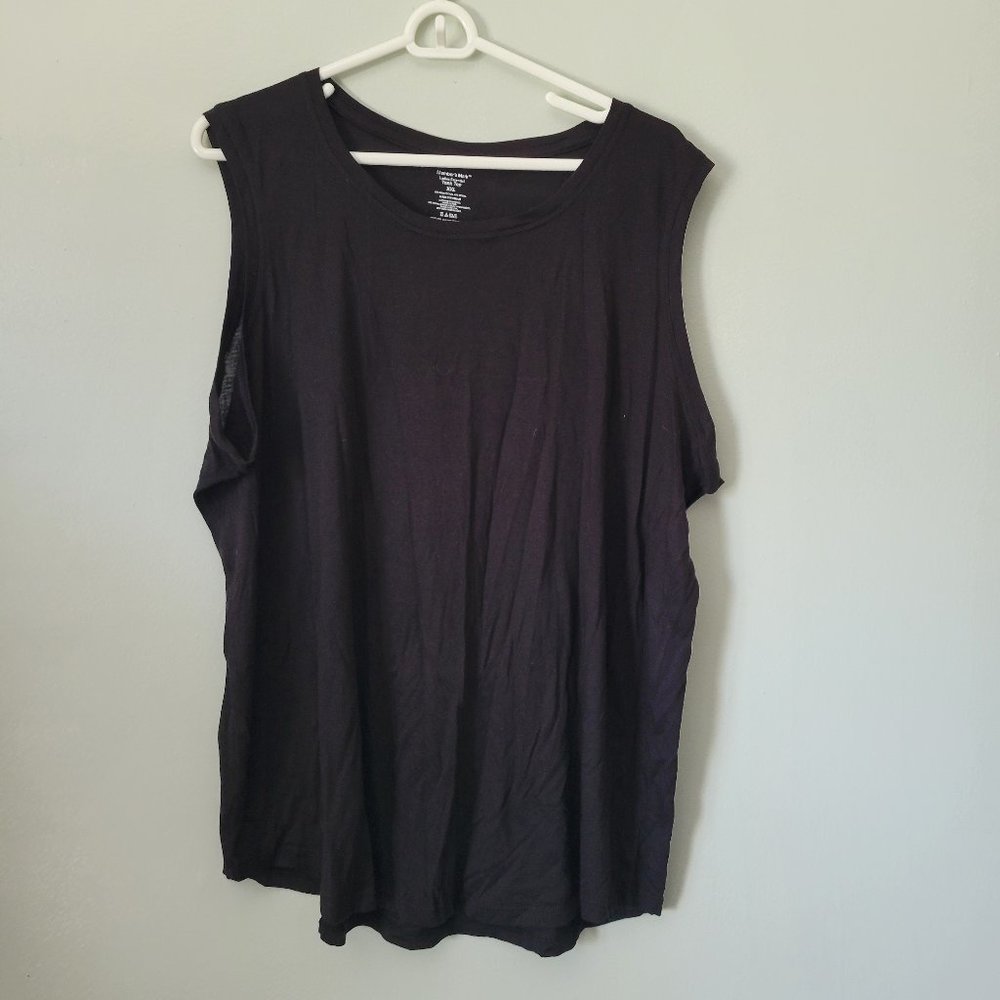 Member's Mark Black Tank Top Women's 2x Relaxed Fit Crew Neck Stretch NWOT